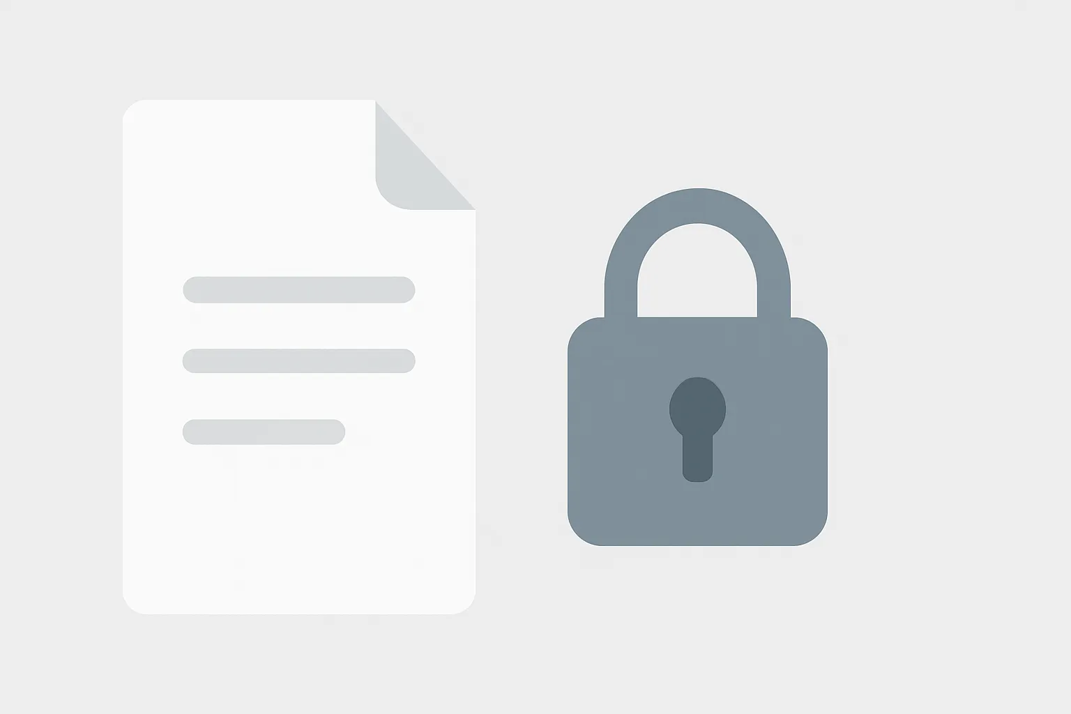 Image of a document and a lock icon.