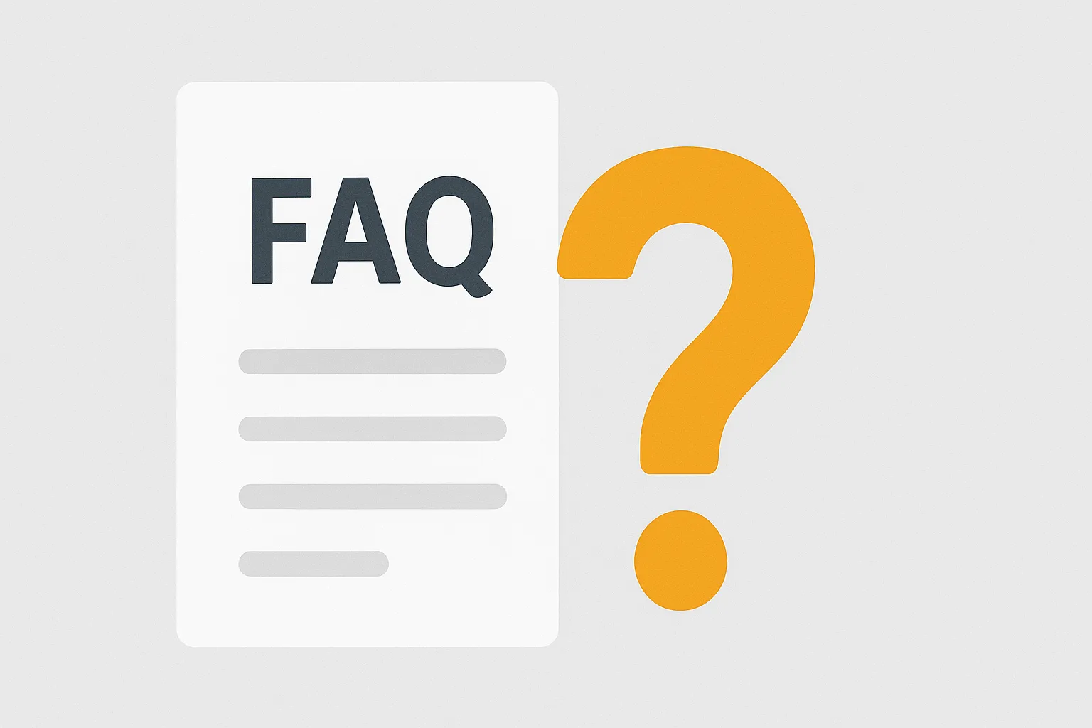 Image of a document with text "FAQ" and a question mark.